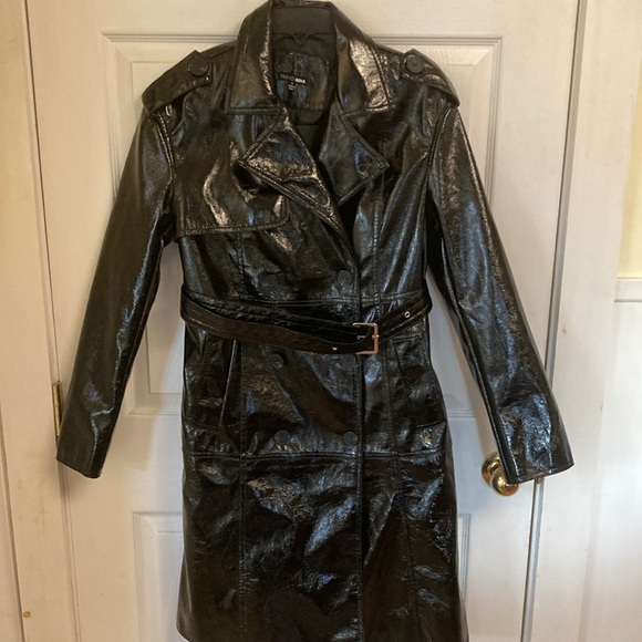Fashion Nova Jackets & Blazers - NWT Fashion NOVA Black Patent Wet Look Trench Coat